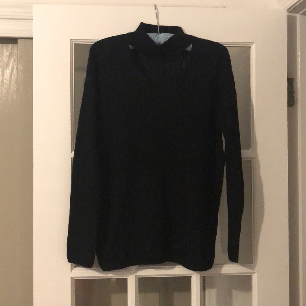 Black mock neck cut out sweater